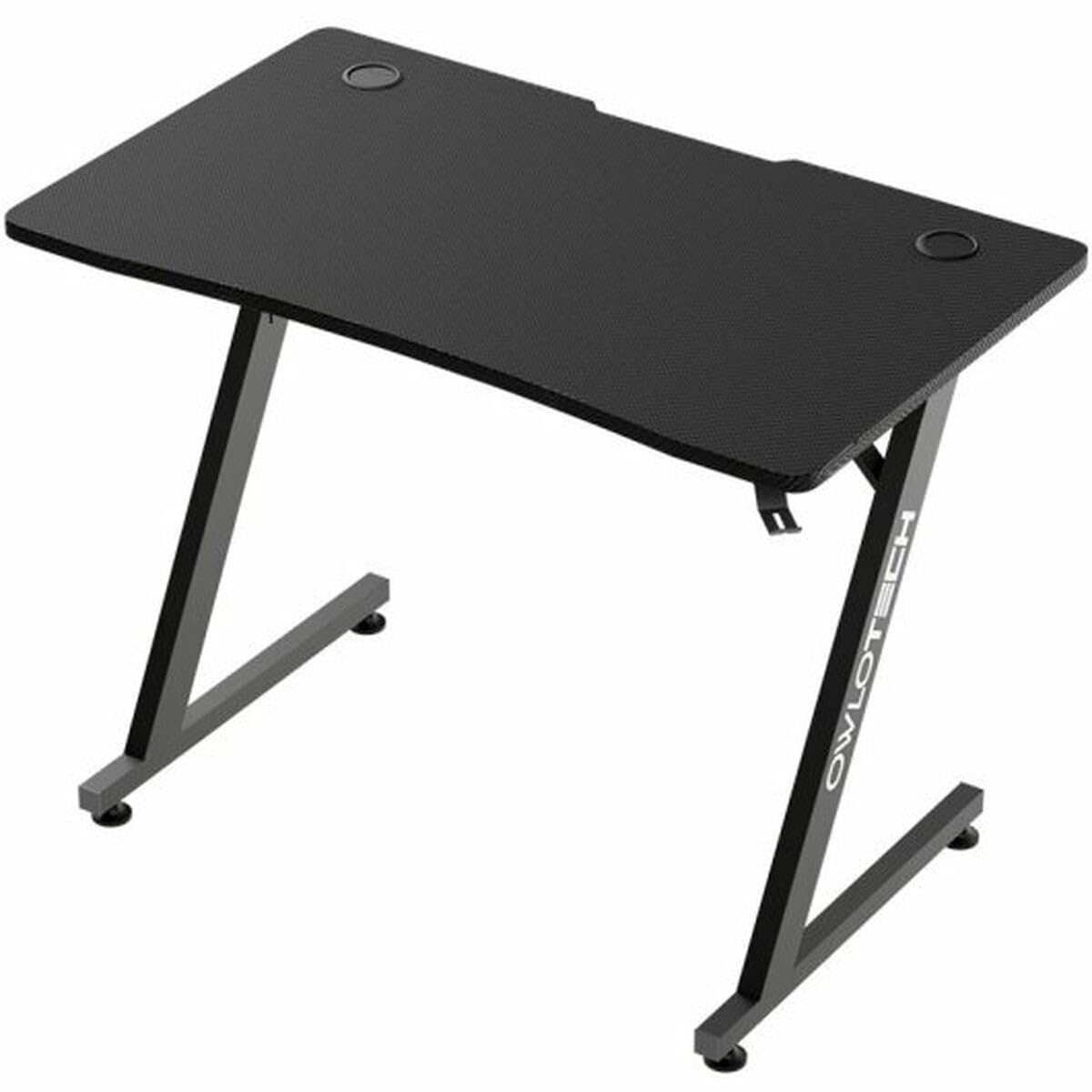Executive Scrivania Nera, Superficie in Fibra di Carbonio, 100x60 cm, Scrivania per Computer Resistente, Supporto Cuffie, Scrivania per Ufficio, Studio e Gaming