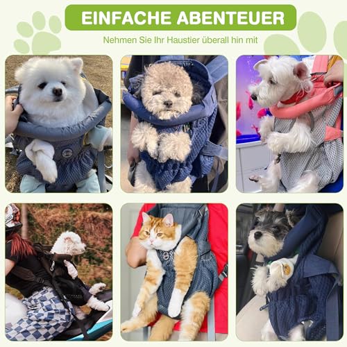 ALLSOPETS Hunderucksack für Kleine Hunde – Leichter, Atmungsaktiver und Bequemer Hunde Rucksack mit Sicherheitsleine, Freihändig für Reisen Wandern Outdoor (Olivgrün, M)