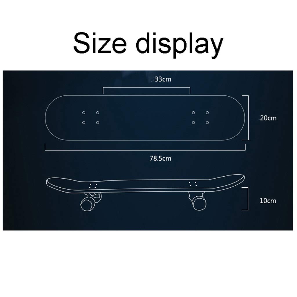 TXTC Standard Skateboards for Kinder Jungen Mädchen Jugendliche Anfänger Starter-Complete Longboard 7 Schicht Maple Pro Cruiser, Schwarzes Skateboard (Color : B)