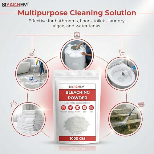 Image of Bleaching Powder 1 Kg for Bathroom & Outdoor Cleaning, Water Tank Disinfection, Algae Removal, Strong Bleach Powder for Cleaning Floors, Tiles, Drains & Surfaces