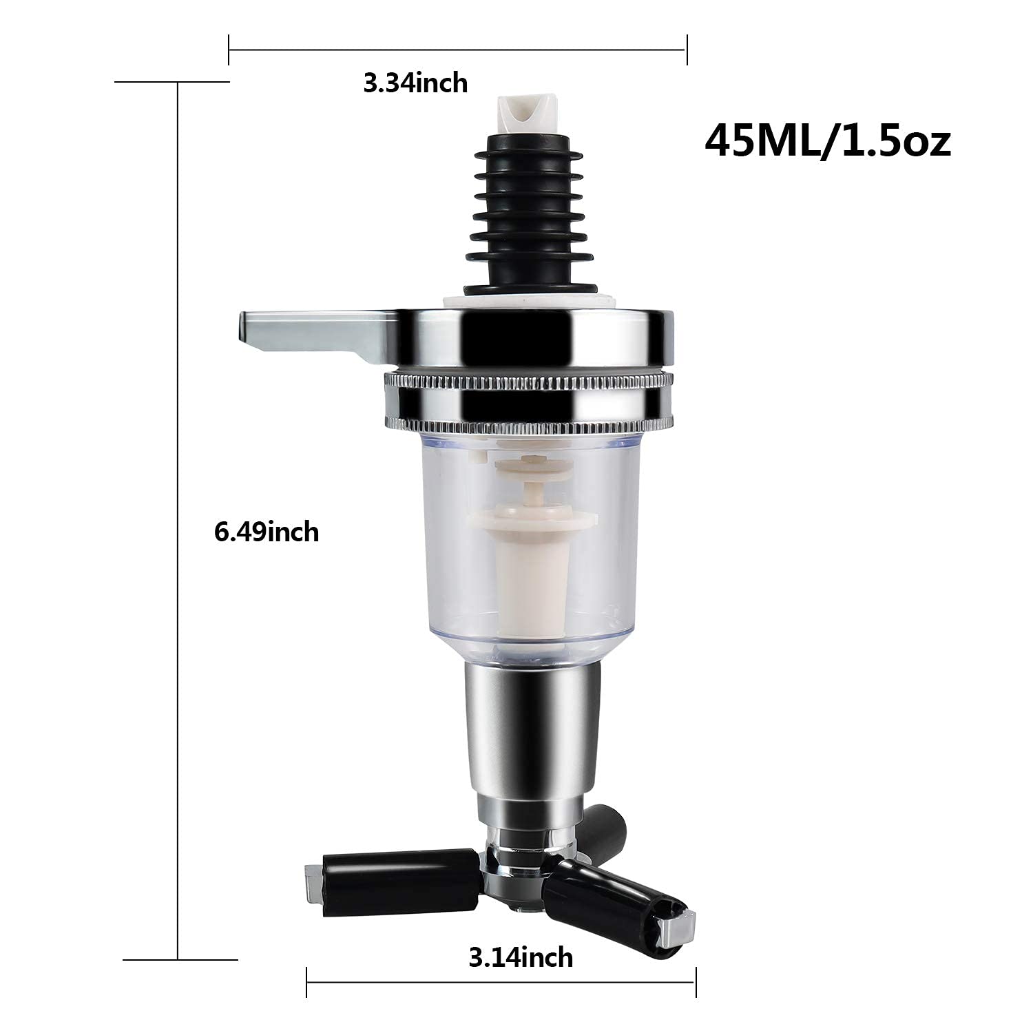 Paquete de 2 dispensadores de boquilla de repuesto de 1.5 oz 1.5 fl oz para dispensador de licor, soporte de botella, cabezal giratorio 2