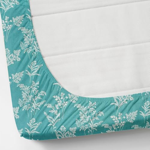 Image of VOMZER Premium 320 TC Fitted Bed Sheet with Full Elastic - Deep Pocket Design - Wrinkle Resistant Fitted Bedsheet 36x72 Single Aqua Lily