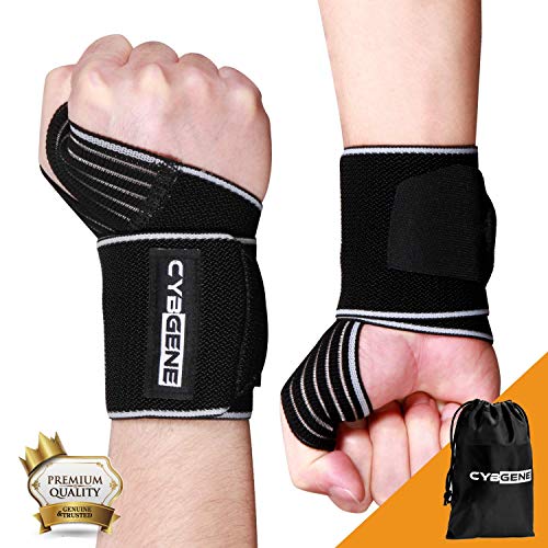 CybGene Muñequeras Deportivas, para Crossfit, Gym, Tenis, Levantamiento de Pesas, Powerlifting, Pull-up, Kettlebells, Deadlift, Deporte, Halterofilia Protección, Unisex para Hombres, Mujeres