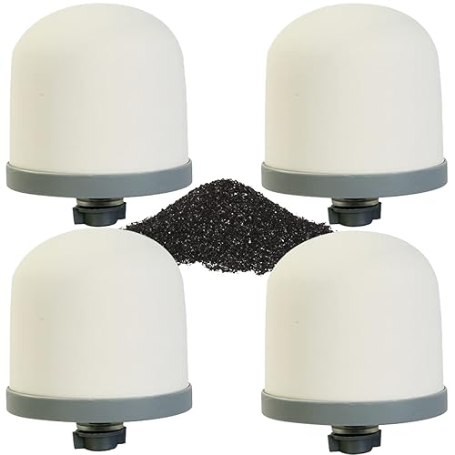 Huining 4 filtros de agua de cúpula de cerámica con carbón activado con cáscara de coco en el interior, para reemplazo de filtro de prefiltración de