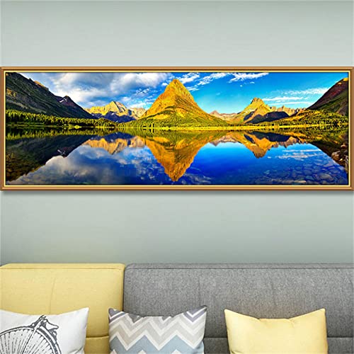 Diamond Painting Kit Complet 30x90cm Paysage Réflexion Broderie Diamant 5D