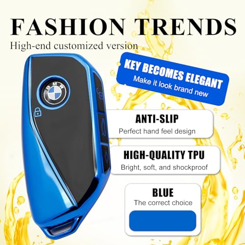 Image of Creativity For BMW X5 Key Fob Cover accessories (Blue Key Case)