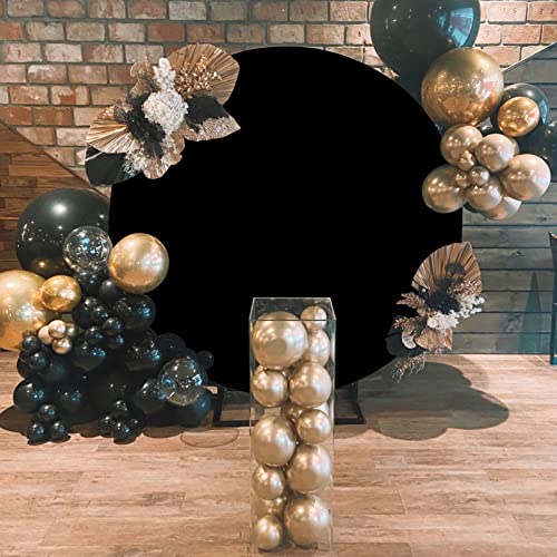 Mocsicka 7.2X7.2Ft Round Black Backdrop Polyester Round Cover Photo Backdrops Baby Shower Birthday Party Decorations Banner Photography Background (7.2Ft, Black) #TOP3