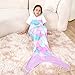 Mermaid Tail Blanket for Kids, Soft Wearable Mermaid Tail Blankets,Super Plush Flannel Sleeping Snuggle Blanket Gifts for Girls 4~12 Year (Purple)
