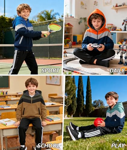 Image of SWISSWELL Boys Fleece Jacket Long Sleeve Sherpa Lined Zip Up Hoodies Soft Warm Sweatshirt Outerwear for Kids 6-15 Years