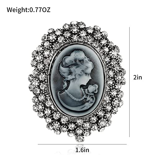 Image of lureme Vintage Elegant Victorian Lady Beauty Cameo with Crystal Brooch Pin (br000017)