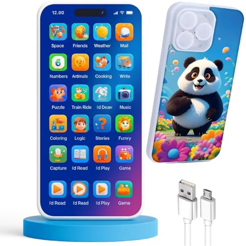 Image of Kids Phone - Rechargeable Toy for Kids with 24 Learning Modes, Talking Dummy Mobile for Boys & Girls Age 2-12, Educational Phone Math, Words, Animals & More, Birthday Gift, Hindi & English Version