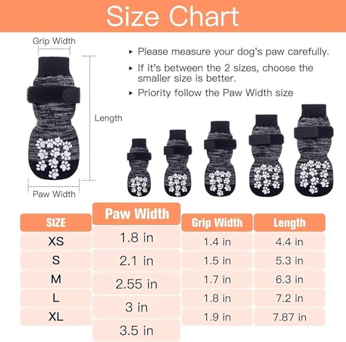 Image of AutoStory 4 Pcs Non Slip Dog Cotton Socks to Prevent Licking Paws, Double-Sided Grip Anti-Skid Paw Protectors for Hardwood Floors,Hot /Cold Pavement Traction Control for Small Medium Large Dogs - (M)