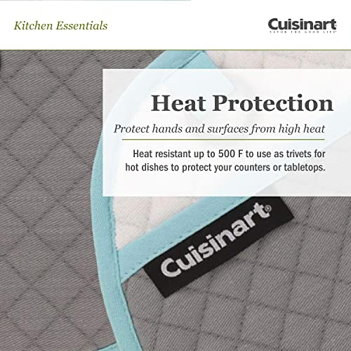 Cuisinart Quilted Silicone Pot Holders And Oven Mitts With Soft Insulated Pockets, 2Pk - Heat Resistant Hot Pads, Potholder, Trivets With Non-Slip Grip To Safely Handle Hot Cookware - Drizzle Grey #TOP3