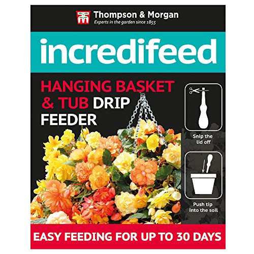 IncrediFeed Hanging Basket & Tub Drip Feeder Quick, Easy to Use for Better Healthy Plant Growth Greener Leaves More Flowers, 6x 30ml Bottle by Thompson and Morgan (6)