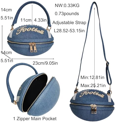 Image of Women Rhinestone Football Shaped Handbag Chain Crossbody Shoulder Bag Football Purse | Rugby, Unique, Novelty, Football