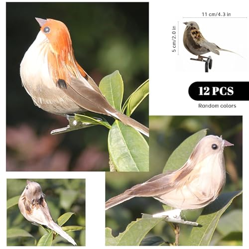 Pájaros artificiales con pinza para fijar adornos navideños sin que se caigan 4