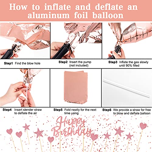 Addobbi Compleanno Oro Rosa, 28 Pcs Palloncini