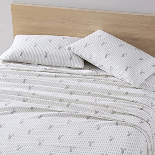 Eddie Bauer - Queen Sheets, Cotton Flannel Bedding Set, Brushed For Extra Softness, Cozy Home Decor (Deer Lodge, Queen) #TOP2