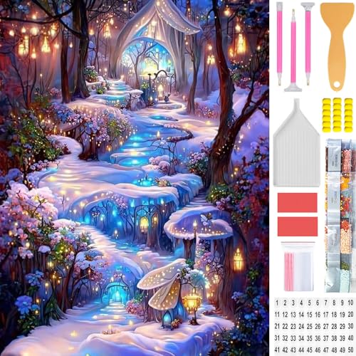 Amyaker ダイヤモンドアート キット 四角いビーズ 全面 ダイアモンドビーズ絵画キット 日本語キャンバス DIY 手作り絵画 手芸キット モザイクアート 5D モザイクアート ダイヤモンド塗装 全面貼り付けタイプ 30x40cm 景観