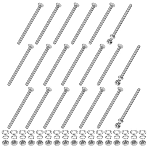 M METERXITY 20-Pack Hex Head Screw Bolt with Nuts Flat &amp; Lock Washers M6x90mm Stainless Steel Bolts and Nuts Kit Fully Threaded Metric Bolt Assortment for Equipment/Machinery