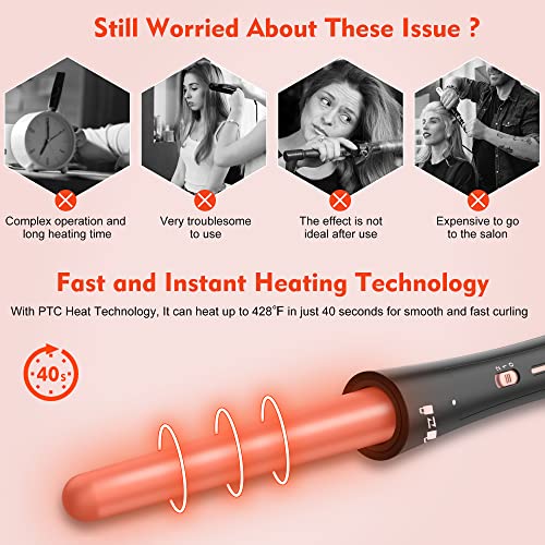 Image of Curling Iron Set, USHOW Curling Wand Set Hair Iron Kit Instant Heat Up Hair Curler with Interchangeable Tourmaline Ceramic Barrels (0.35'' to 1.25'') Temperature Adjustments, with Gloves