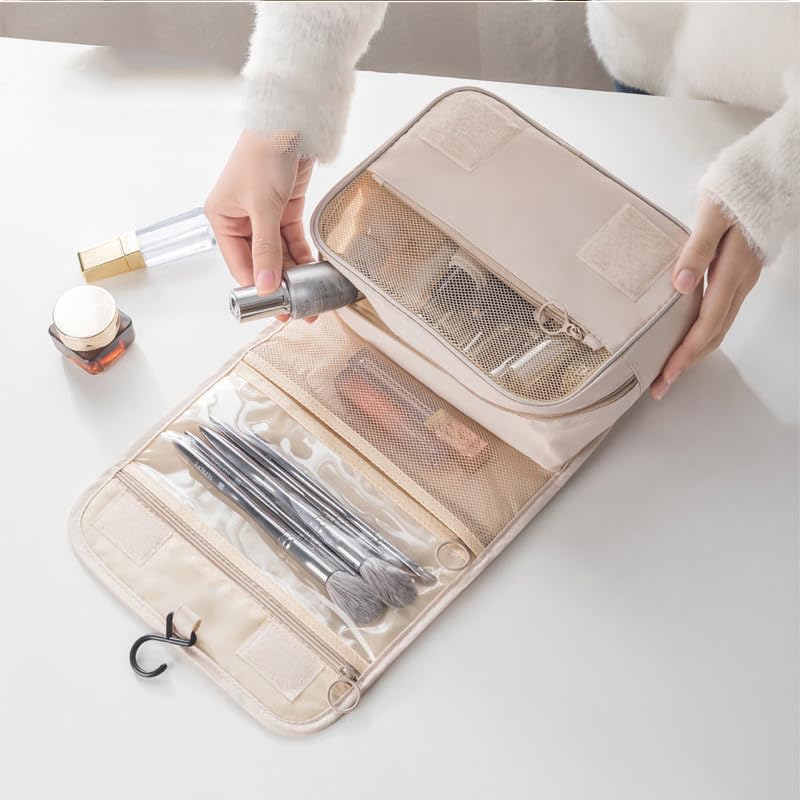 Toiletry Bag Travel Bag with Hanging Hook Water-resistant Makeup Cosmetic Bag Travel Organizer for Full-size Container Toiletries3