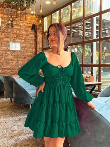 Image of Leriya Fashion Mini Dress for Women | One Piece Dresses for Womens | Stylish Dress for Woman |Mini Dresses Rayon for Women Stylish |Summer Casual Outfit Wear Events, Date & Evening Look