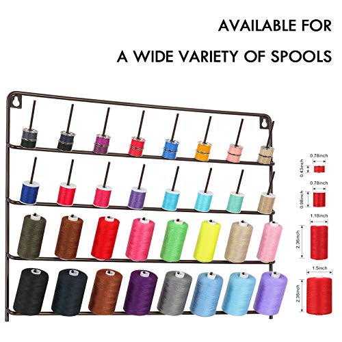 Haitarl 4 Set Of Sewing Thread Organizer,Wall-Mounted Metal Thread Rack,32-Spool Thread Holder With Hanging Hooks For Organizing Threads,Brown #TOP2