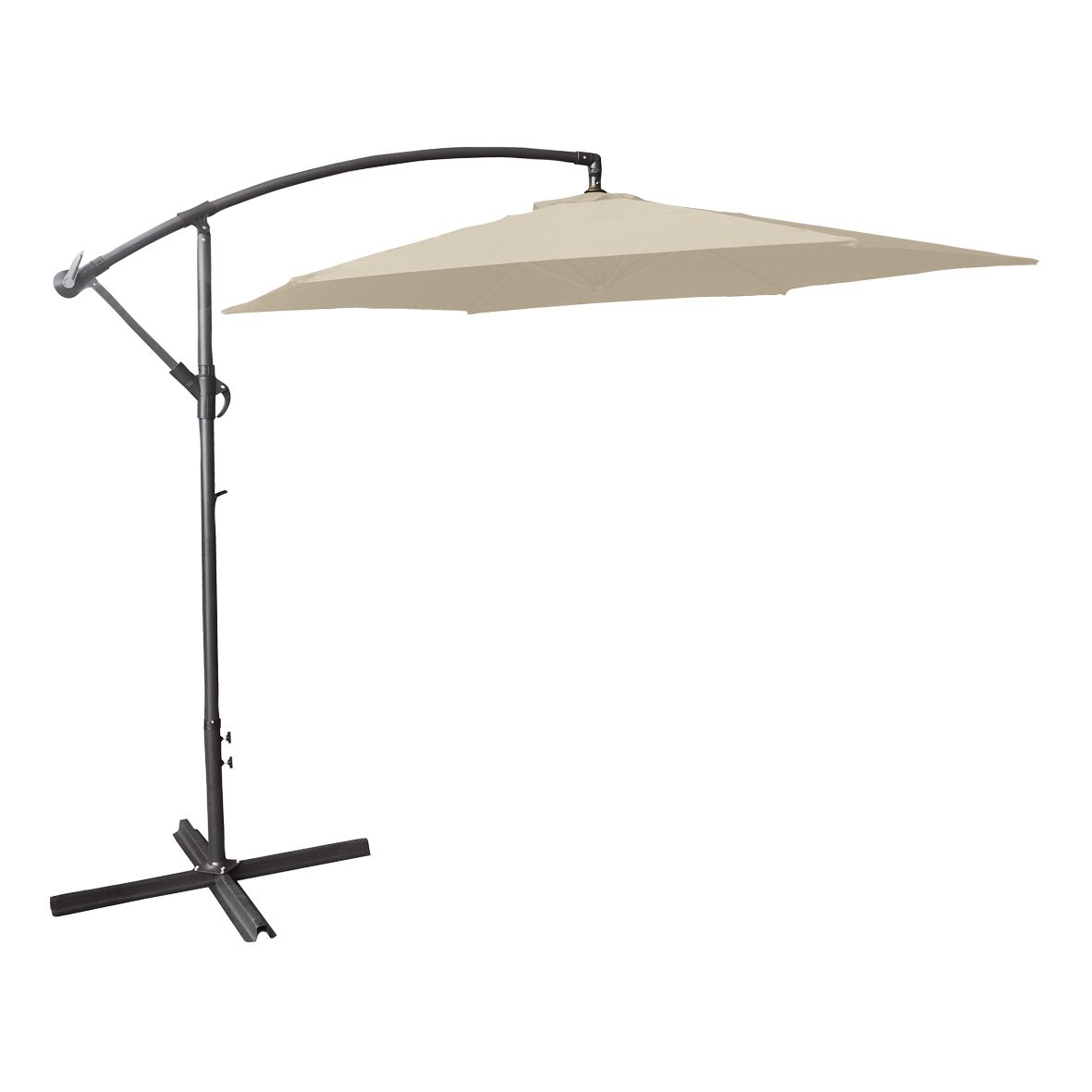 GardenKraft 3M Cantilever Banana Parasol 6 Ribs Garden Cantilever Hanging Umbrella with Crank mechanism for Outdoor, Garden and Patio