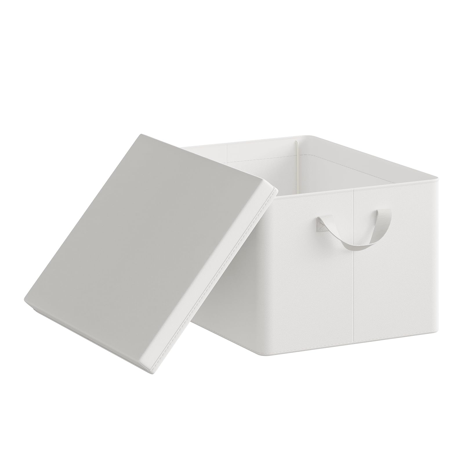 Woltu White Storage Box, Set Of 1 Closet Containers, Storage Box With Removable Lid, Organizer With Folding Handles, Fabric, 43 X 33 X 26 Cm