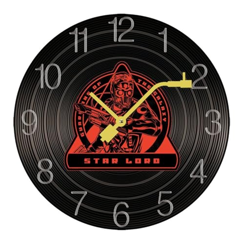 掛け時計 木製レコード ガーディアンズ・オブ・ギャラクシー ウォールクロック かけ時計 置き時計 インテリア おしゃれ 電池式 飾り 木製 連続秒針 北欧 無音 壁掛け 個性的 大数字 音楽愛好家 直径30cm ギフト