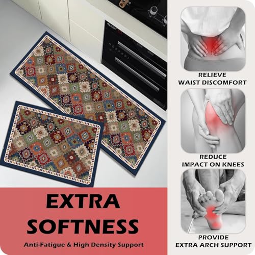 Image of proxin Kitchen Mats for Floor Anti Slip, 2 Pcs Kitchen Mats, Waterproof Memory Foam Kitchen Rugs, Waterproof Standing Runner for Bathroom (Multi1)