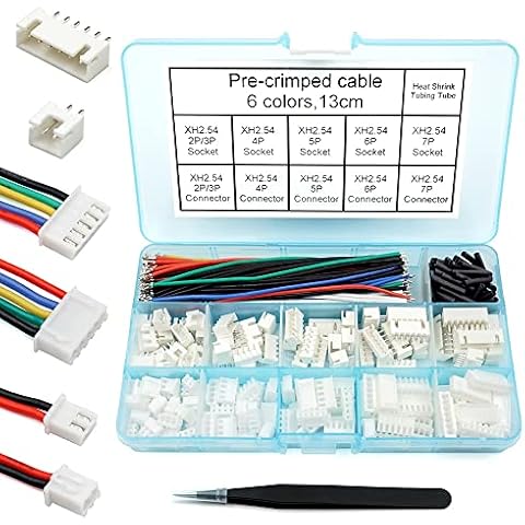 2.54mm XH Connector Socket Kit with pre-Crimped Cable Wire 2/3/4/5/6/7 Pin Housing JST Adapter Cable Male and Female Compatible with JST-XH Connector (Connector&Socket) Cover