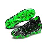 individuelle Schnürung Puma Unisex-Kinder Future 19.1 Netfit FG/AG Jr Fußballschuhe, Schwarz Black-Charcoal Gray-Green Gecko, 38 EU