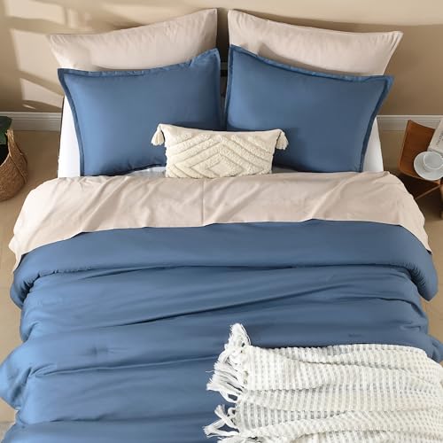 image for Litanika Haze Blue Oversized King Comforters Super King Size, 3 Pieces