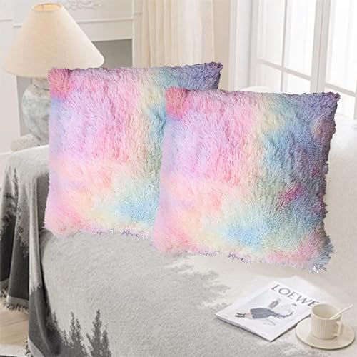 2er Set Künstlich Pelz Kuschelkissen, Kunstfell Kissen, Plüschkissen Kissenhülle mit Flauschig,...