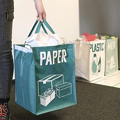 com-four® 3-part waste separation system, reusable waste bags for plastic, paper and scrap metal, bags with handle for waste separation and recycling