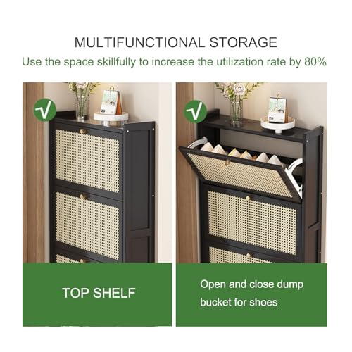 Mueble de almacenamiento moderno y zapatero de ratán para entrada premium 8