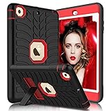 iPad Mini Case, iPad Mini 2 Case, iPad Mini 3 Case, iPad Mini Retina Case, Elegant Choise Heavy Duty Three Layer Armor Defender Protective Case Cover with Kickstand for iPad Mini 1/2/3 (Red+Black)