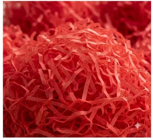 Mrace Red Shredded Paper Grass, Gift Box Filler, Decorative Paper Shreds for Gift Packing, Basket Filling, Craft Projects- Approx 40 Grams-image-4