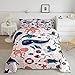 Erosebridal Coastal Animal Comforter Set for Kids Boys Girls Child,Cartoon Whale Bedding Set Twin,Cute Shark Dolphin Duvet Insert,Octopus Tropical Fish Shell Seagull Quilt Comforter with 1 Pillowcase