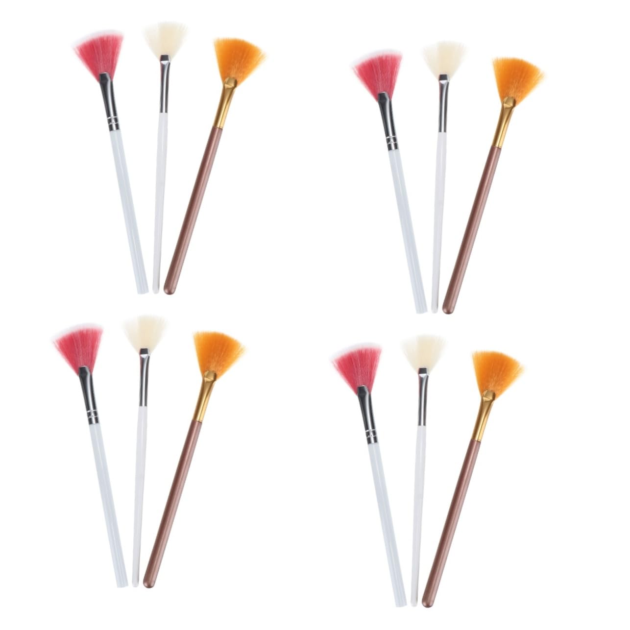 Ipetboom 4 Set Di Accessori Cosmetici Set Di Pennelli Per Il Trucco Strumenti Per Il Trucco A Forma Di Ventaglio Per La Casa Blush Viso Applicazione Liscia 3 Pezzi * 4