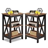 VECELO Modern Versatile Nightstands X-Design Side End Table Night Stand Storage Shelf with Bin...