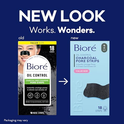Biore Charcoal Deep Cleansing Pore Strips, Nose Strips for Blackhead Removal on Oily Skin, Features C-Bond Technology with Instant Pore Unclogging, 18 Count - Image 3