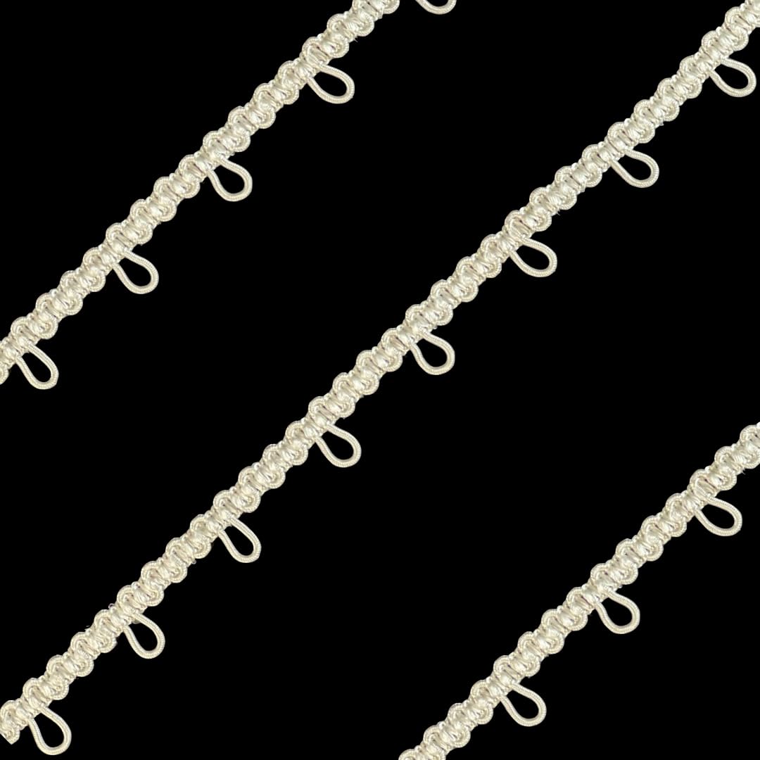 Starlight Trimmings 2 Yards of Petite Braid Trim Elastic Button Loop Ideal for Sewing, Wedding, Bridal Dresses, Costumes, and Crafts (Cream - 1 Inch)