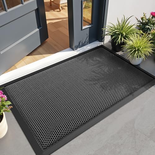 Paillasson extérieur tapis entrée antidérapant gris foncé 80x120 cm - 5
