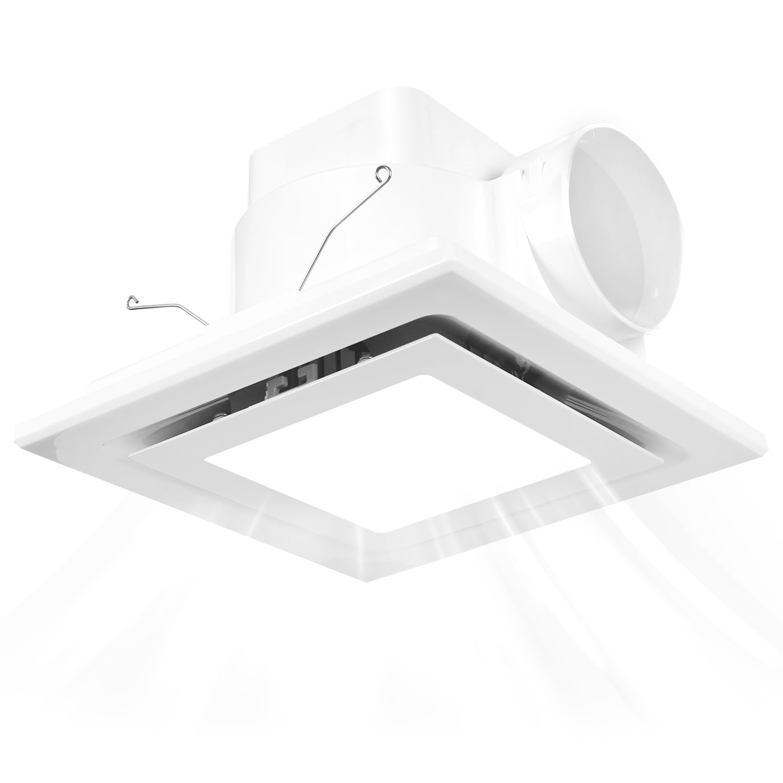 TASSSAAA Bathroom Exhaust Fan with Light, 8 Inch Square Panel Bathroom Vent Fan with 6000K Led Light,110 CFM 1.0 Sones Ultra Quiet Exhaust Lighting