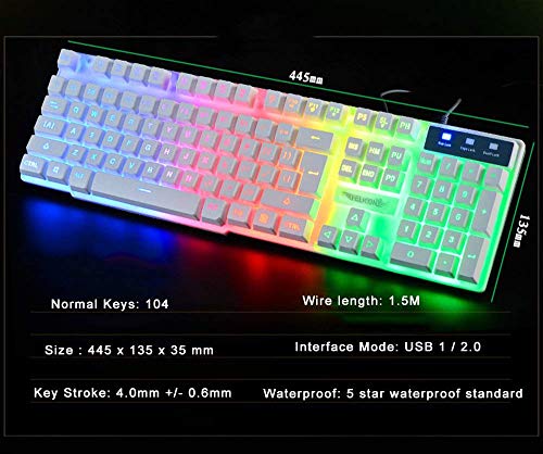 LexonElec UK Layout Gaming Keyboard and Mouse Sets Rainbow Backlit Ergonomic Usb Gaming Keyboard + 2400DPI 6 Buttons Optical Rainbow LED Usb Gaming Mouse + FREE Gaming Mouse Pads