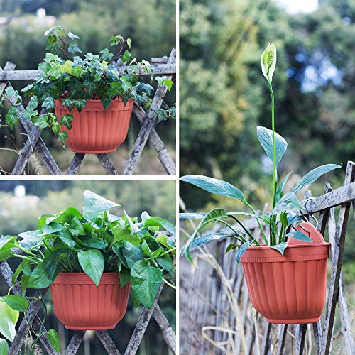 4 Pack Brick Red Wall Hanging Planter Pot Vertical Garden Living Wall Mount Window Hang Indoor Outdoor Plant Flower Basket For Kitchen Herbs Balcony Railing Shelf Fence Bedroom Trellis Decor Modern #TOP4