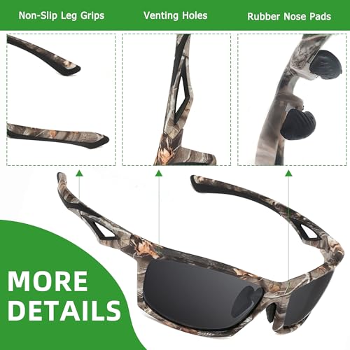 Image of Camo Polarized Wrap-around Sport Sunglasses for Men Women UV400 Driving Fishing Hunting Sun Glasses